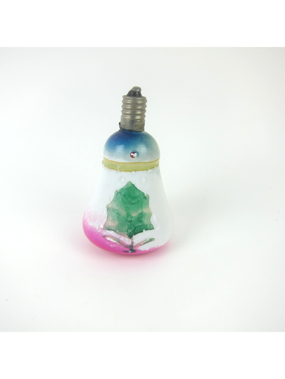 Vintage Christmas Figural Milk Glass Light Bulb C6 Bell Shape w/ Tree Japan
